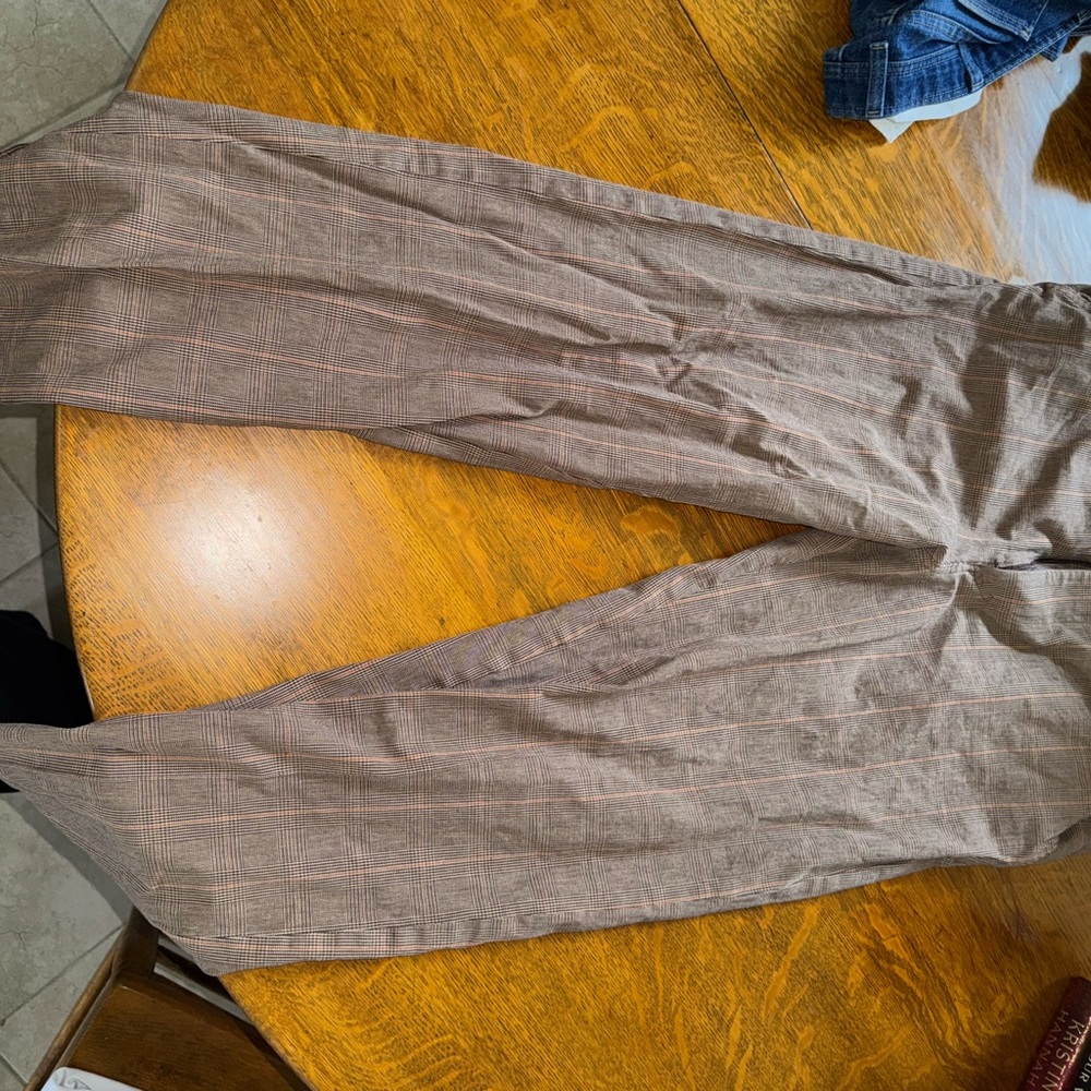Men's Classic Brown Checkered Dress Pants